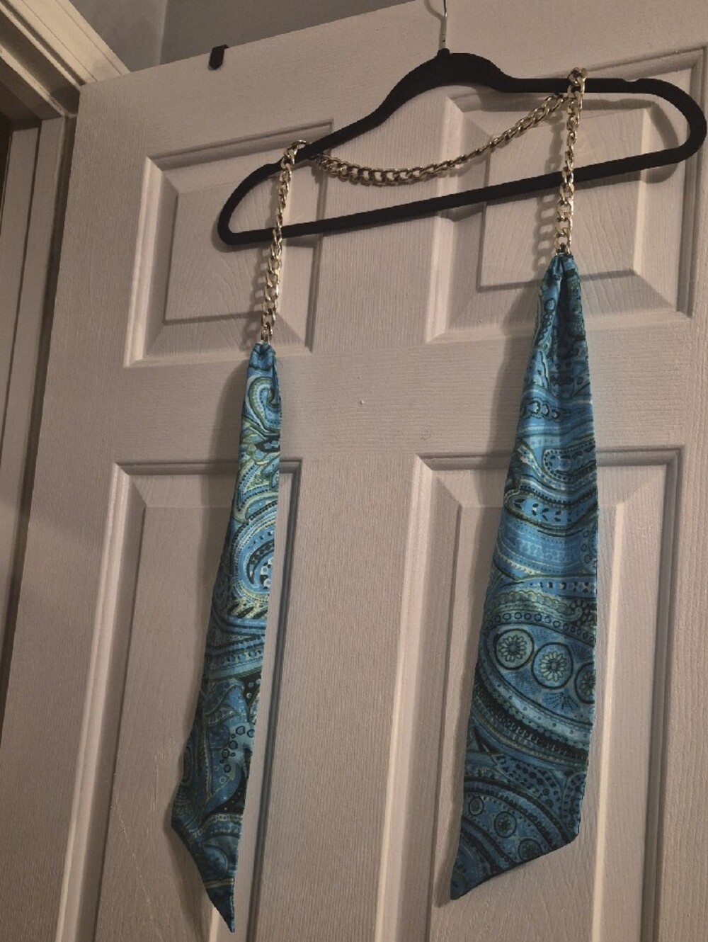 Blue Paisley Hanging Scarf Or Belt.
